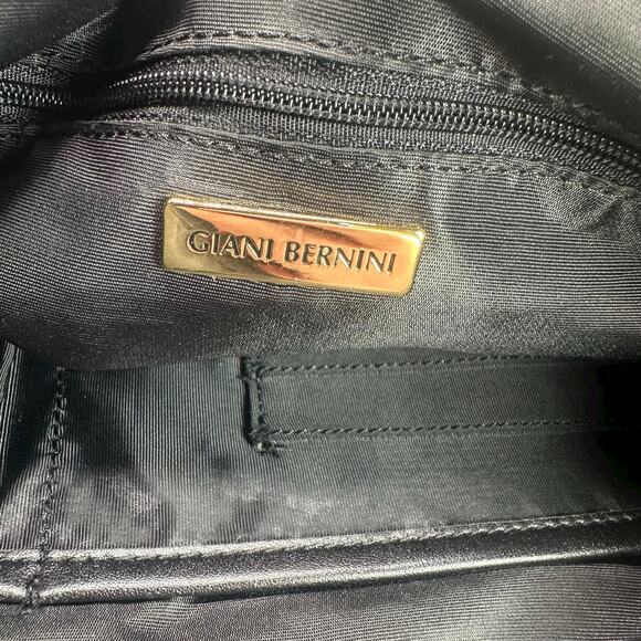 Giani Bernini Black Leather Shoulder Bag Gold Hardware Classic Hobo Purse - Picture 11 of 12